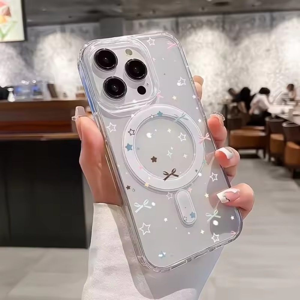 Clear Shockproof Bumper Case - Funda transparente con estampado de lazo